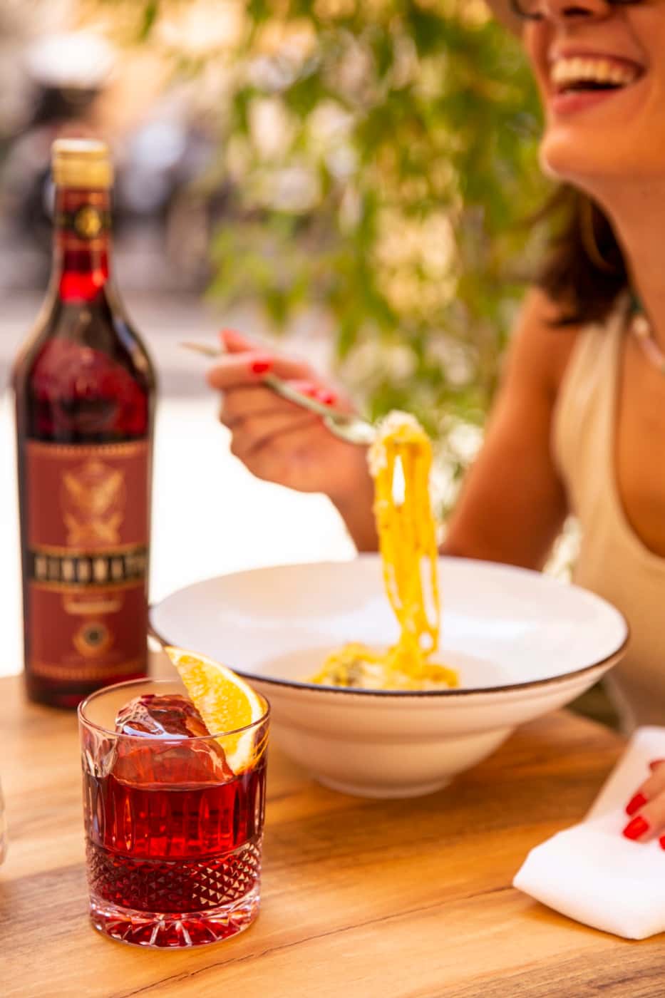 Rinomato Negroni in a rocks glass