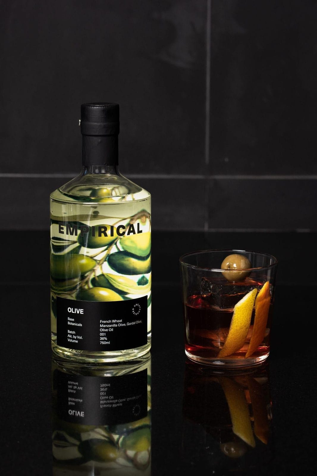 Empirical Olive Negroni in a rocks glass
