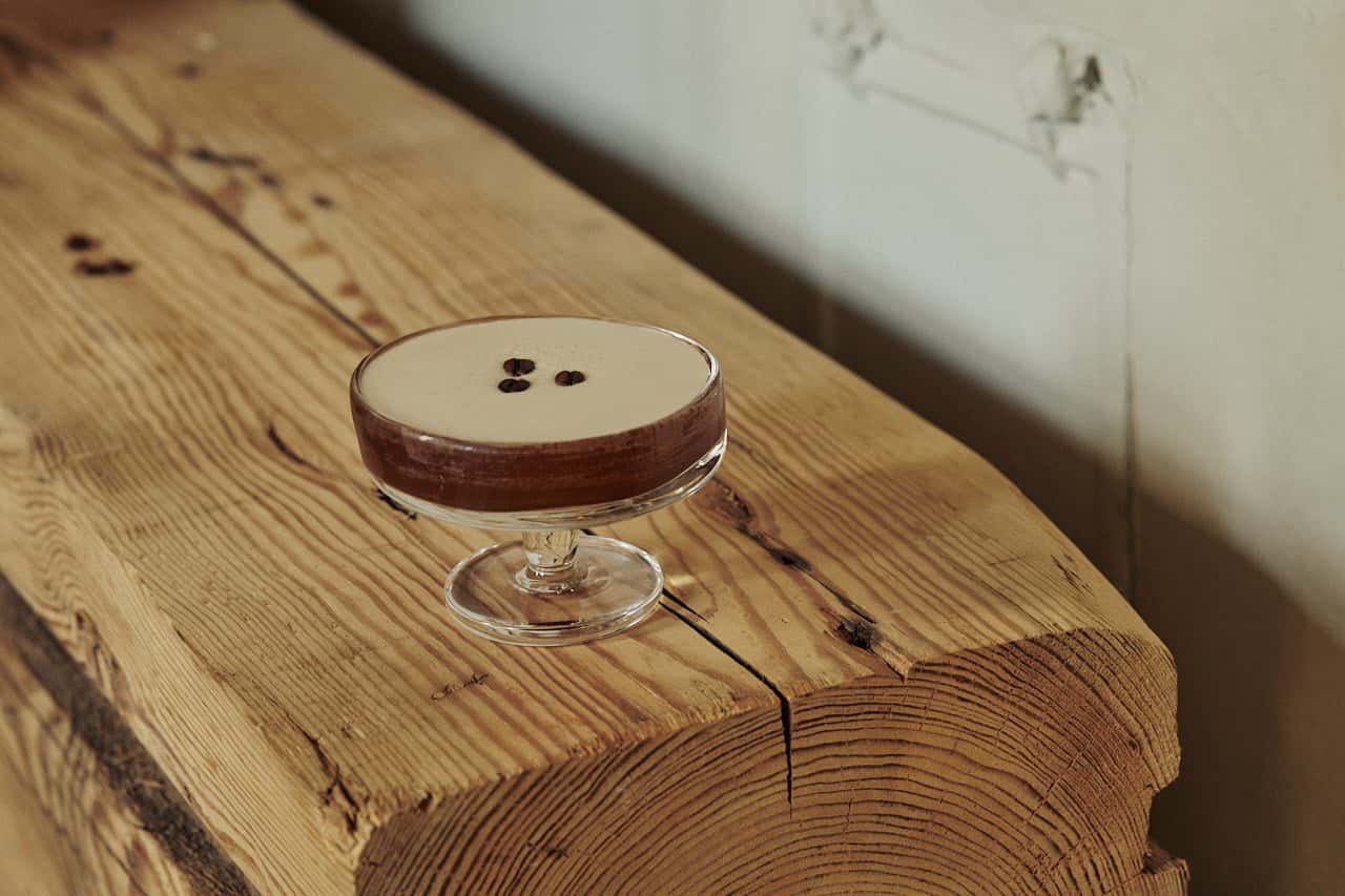 Stonefruit Espresso Martini with coffee beans